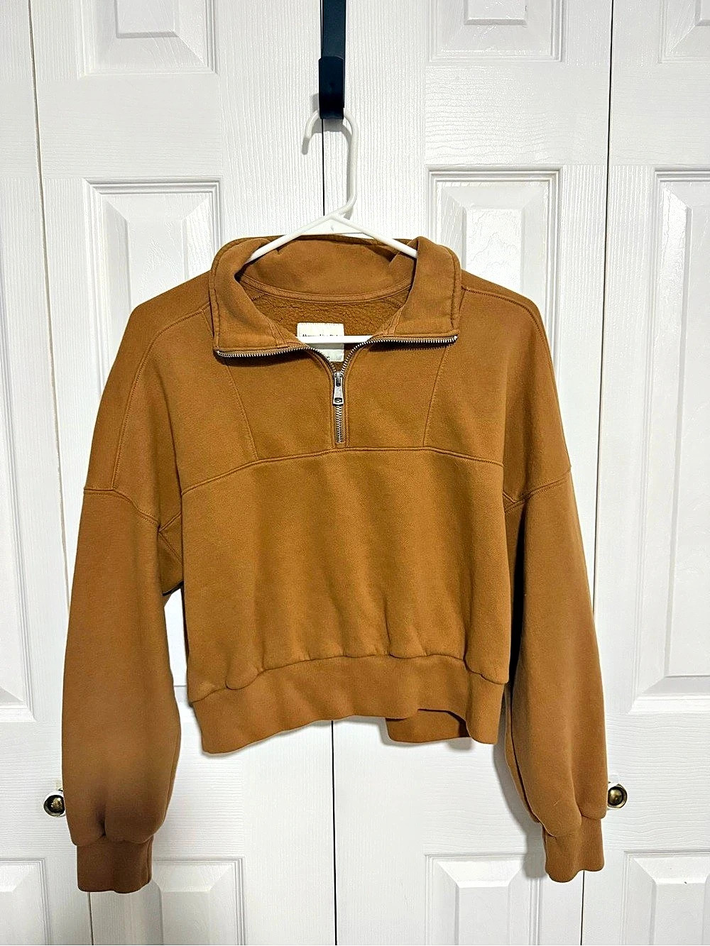 Abercrombie & Fitch Soft A&F Max Essentials Quarter-Zip Sweatshirt Brown Small